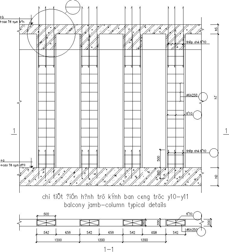 Balcony jamb column typical details with drawing