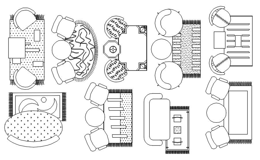 Balcony sitting arrangement 2d cad blocks in AutoCAD, dwg file.