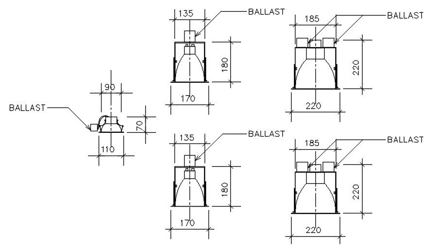Ballast typical section details are given in this 2D AutoCAD DWG drawing. Download the AutoCAD 2D DWG file.