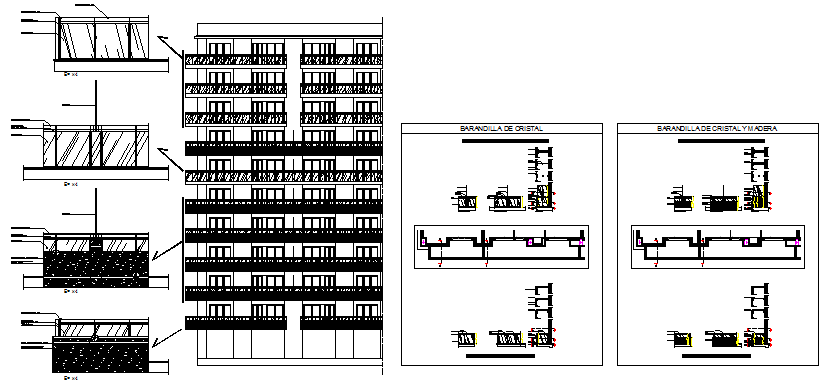 Staircase Baluster Detail Drawing with Section and Elevation Design
