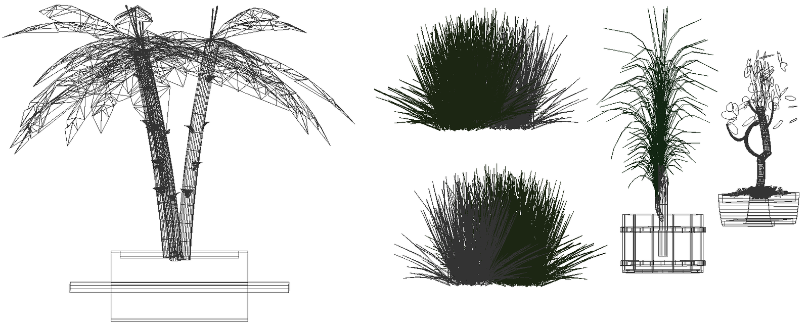 Bamboo tree and other plants design dwg autocad drawing .