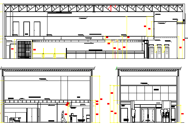 Bank Office Furnished Plan Main Elevation dwg file