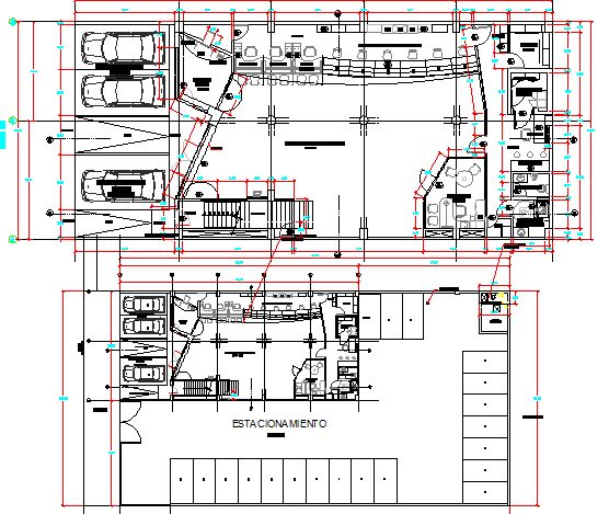 Bank agency basement and general layout plan details dwg file