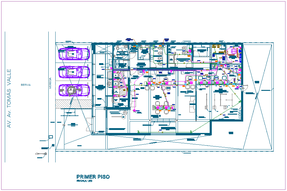 Bank agency electrical view with first floor plan dwg file