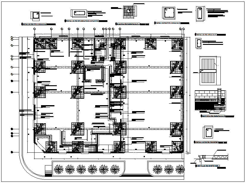 Bank building column foundation plan detail dwg file