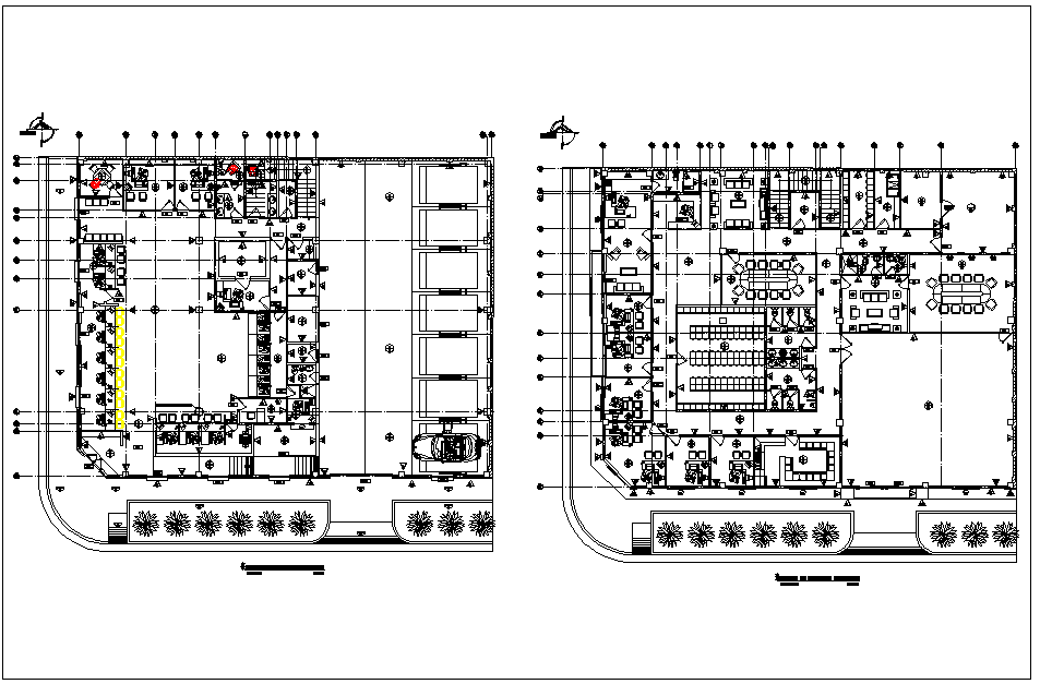Bank building floor plan view in detail dwg file