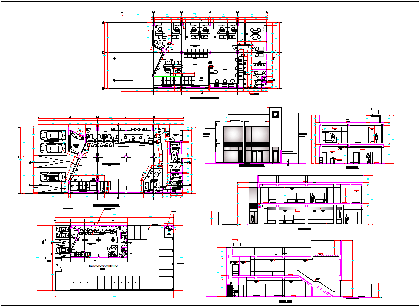 Bank building plan detail view dwg file