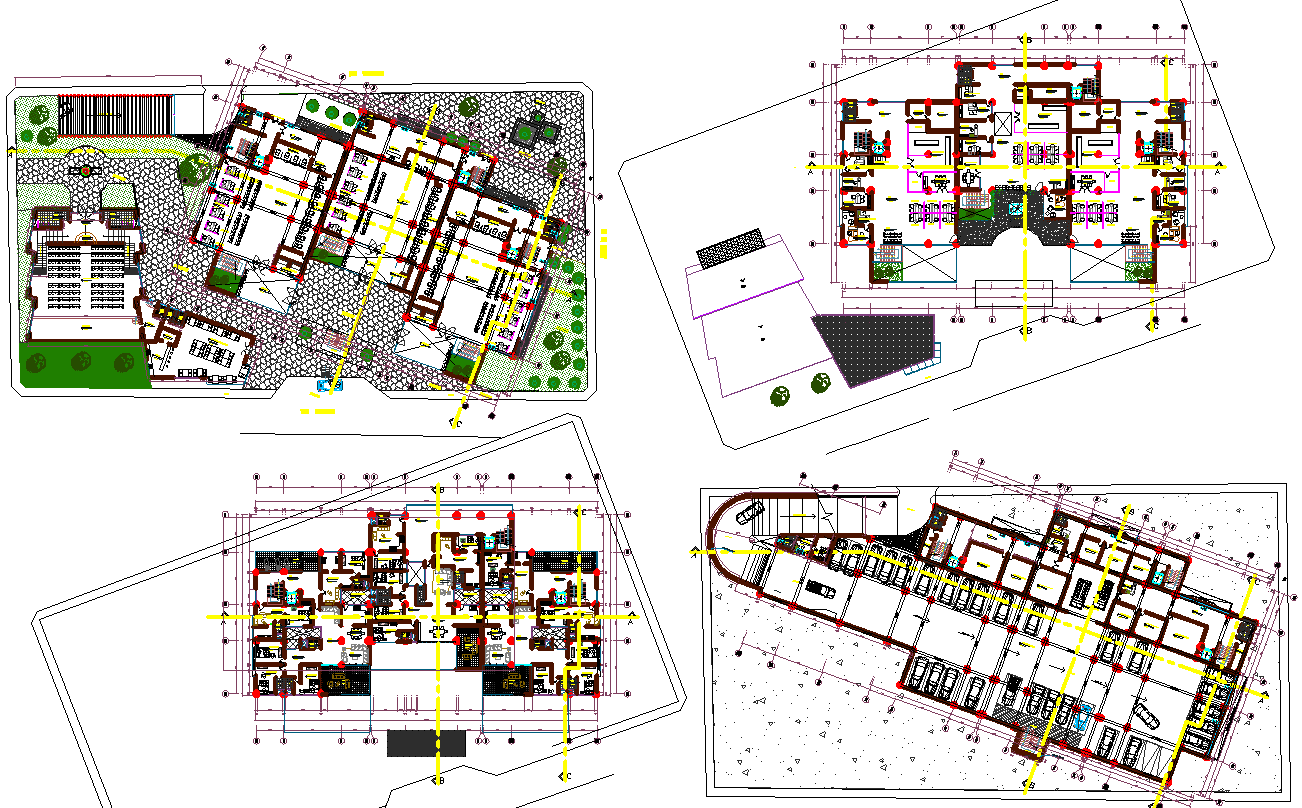 Bank building plan layout view detail dwg file