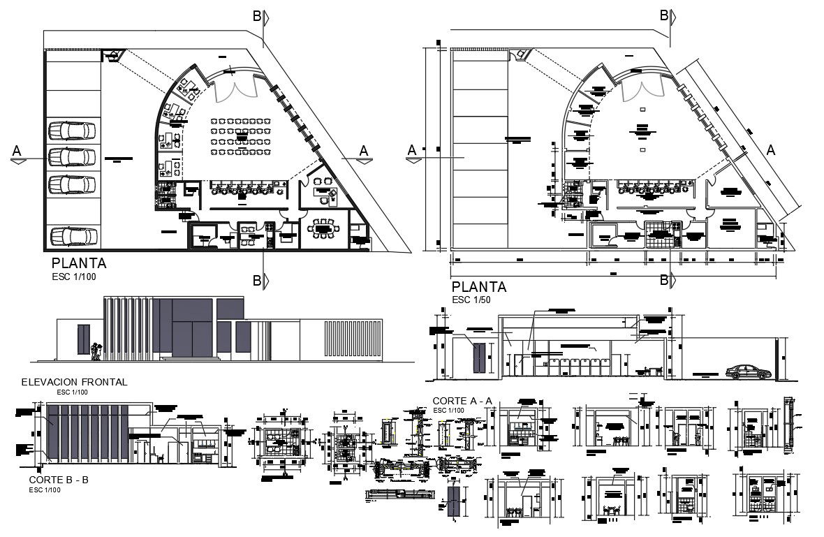 Bank office Project Drawing With DWG File.