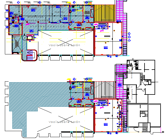 Bank office building floor plan details with equipment dwg file
