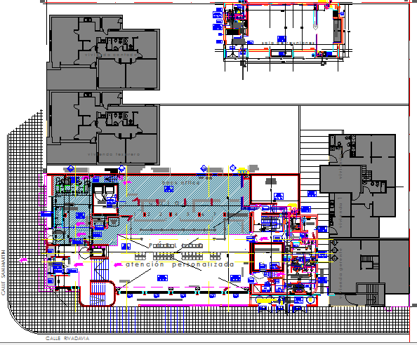 Bank office layout plan details with installation and equipment dwg file