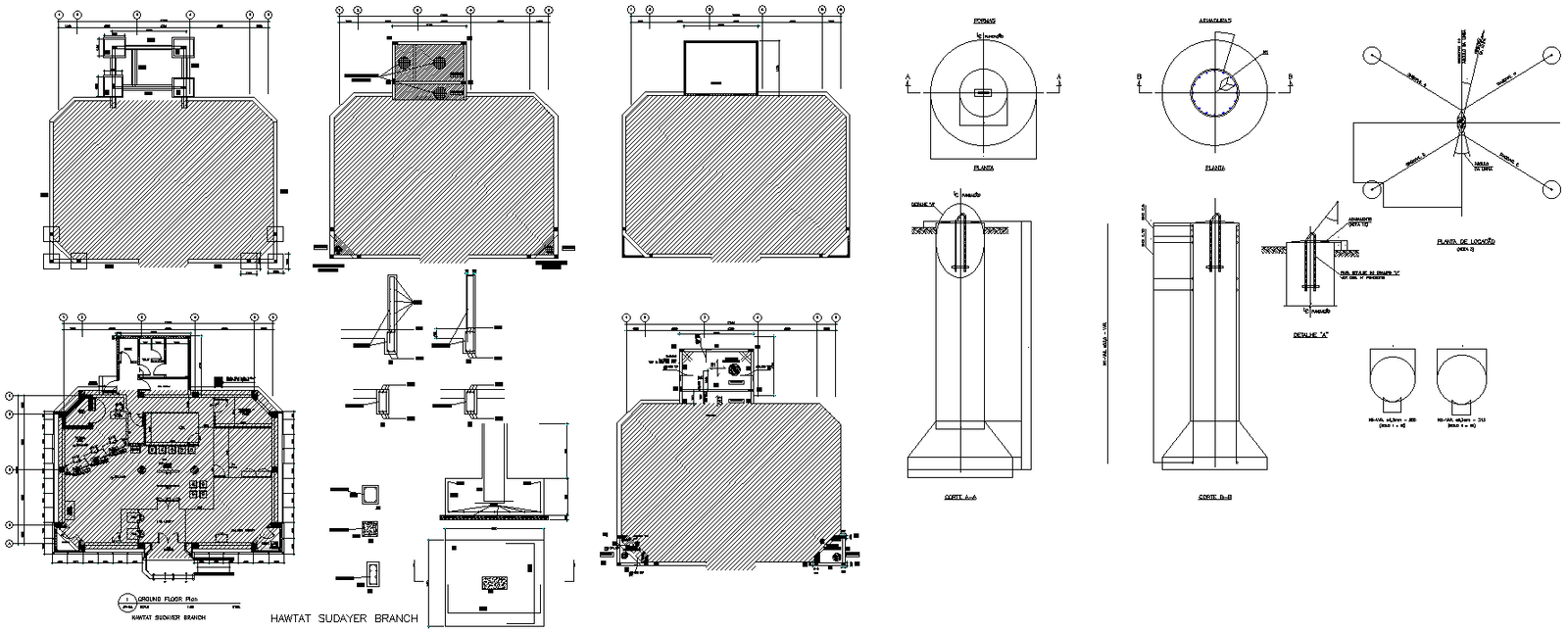 Bank Office Plan & ATM Lobby Detail - 2D AutoCAD DWG File