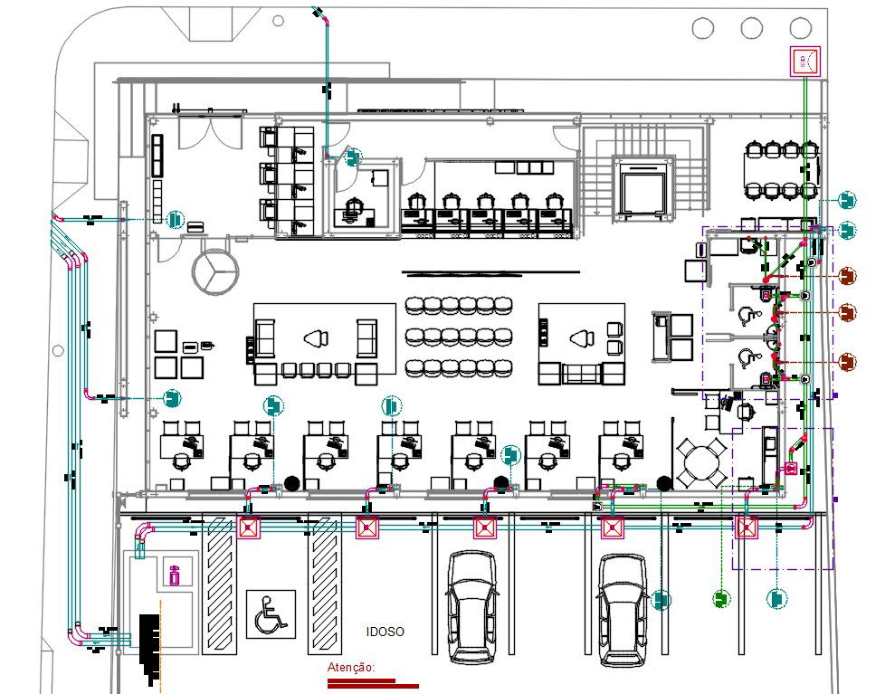 Bank Plan With Furniture And Plumbing Layout Drawing AutoCAD File