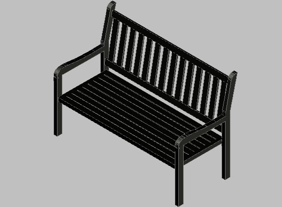 Banking in wood for garden 3d design with applied materials dwg file