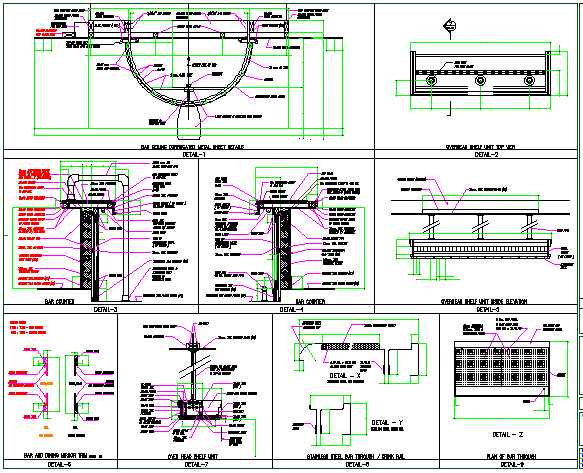Bar with restaurant constructive details with ceiling dwg file