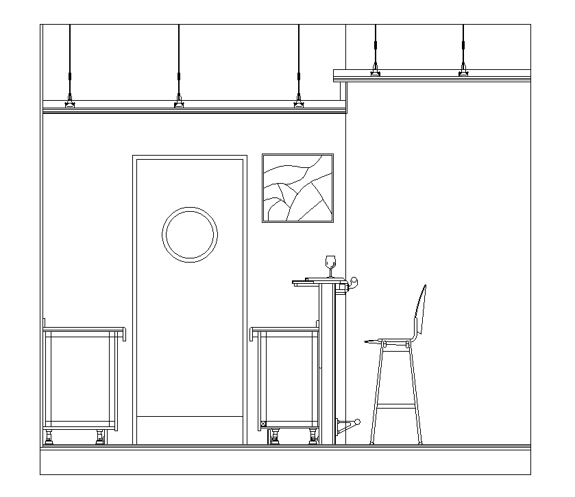Bar Counter Side Elevation Layout AutoCAD DWG CAD Drawing File