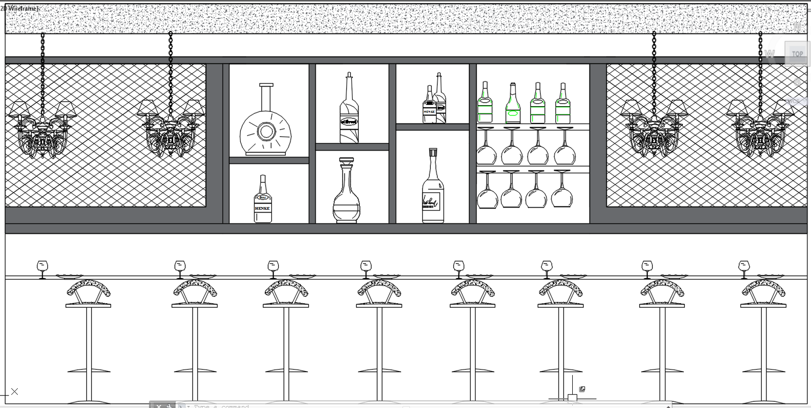 Bar Elevation cad drawing is given in this cad file. Download this 2d cad file now.