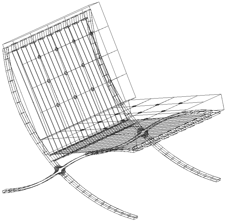 Barcelona Chair 3D Wireframe Design in DXF CAD Format