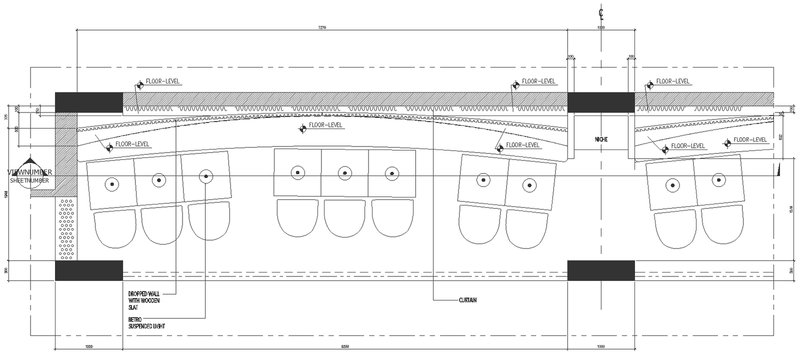 Bar Platform Layout DWG with Seating Arrangement Plan