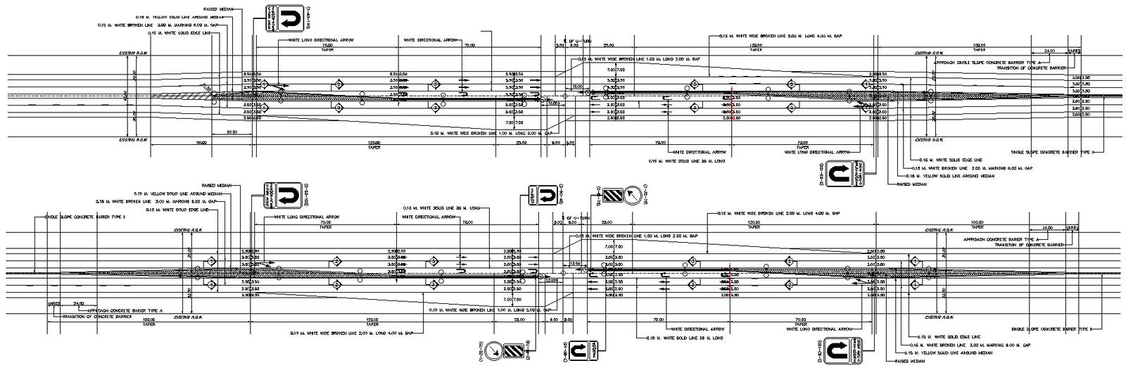 Barrier Median and marking median DWG AutoCAD file