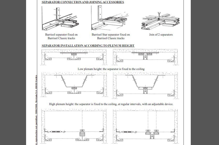 Barrisol installation and connection joints cad drawing details dwg file