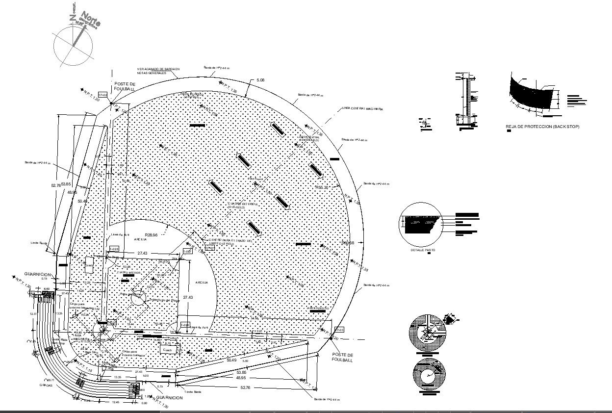 Baseball Ground Architectural Plan Detail CAD Drawing DWG File