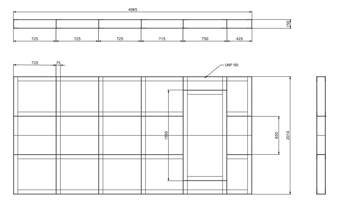 Base frame of incinerator in detail AutoCAD 2D drawing, CAD file, dwg file