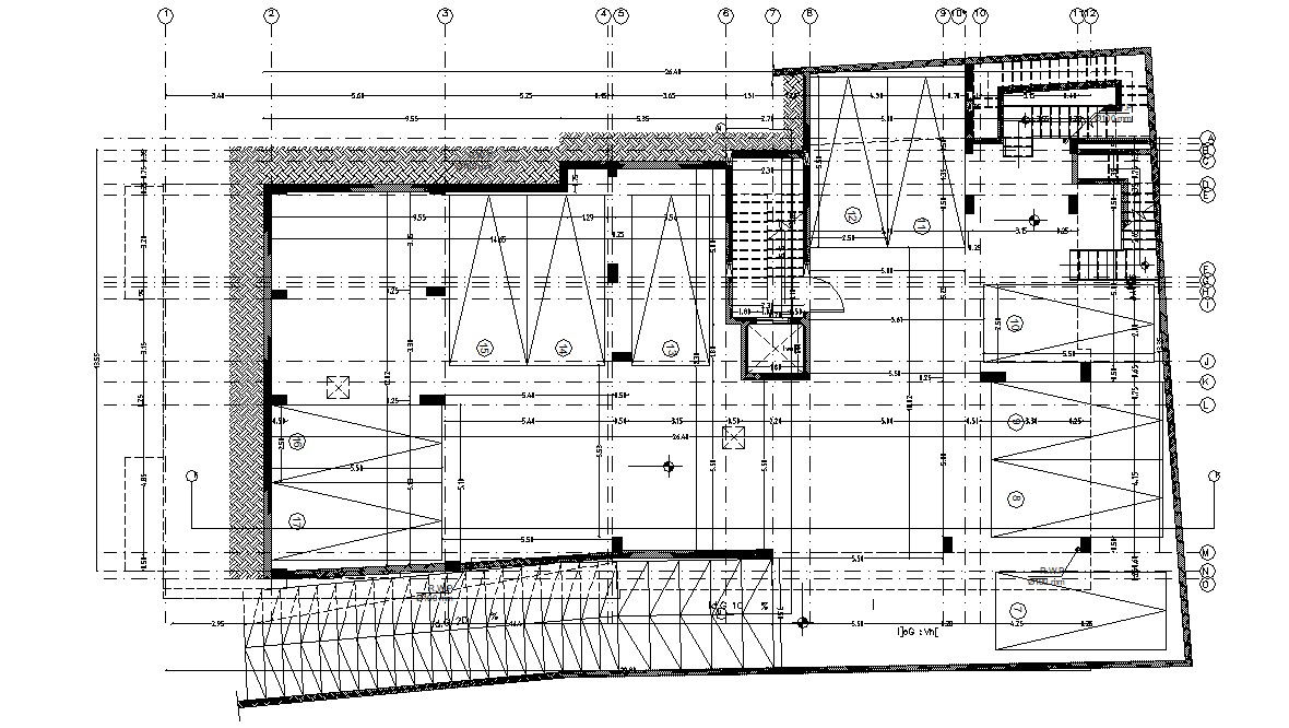 Basement Car Parking Lot Layout Architecture Drawing