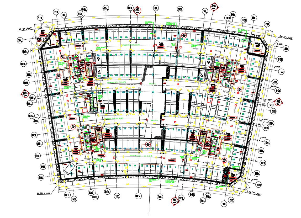 Basement Car Parking Plan DWG File