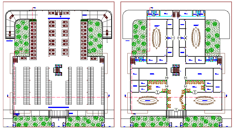 Basement and first floor architecture layout plan details dwg file