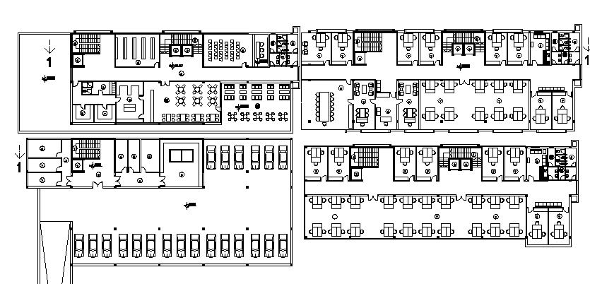 Basement and ground floor layout plan details of administrative building dwg file