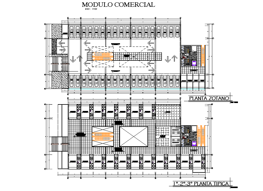 Basement floor and first floor civic center plan dwg file