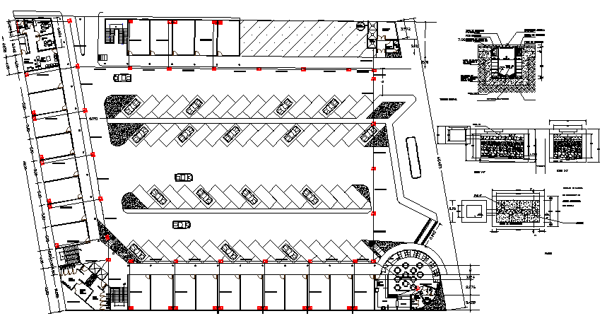 Basement floor plan layout with car parking of shopping center dwg file
