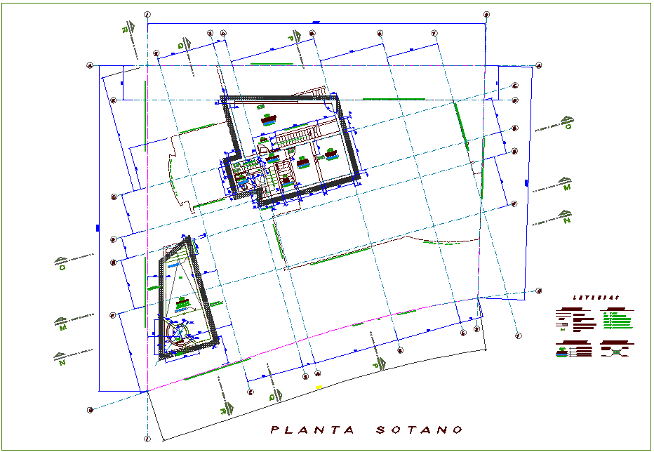 Basement floor plan of housing area with architectural view dwg file