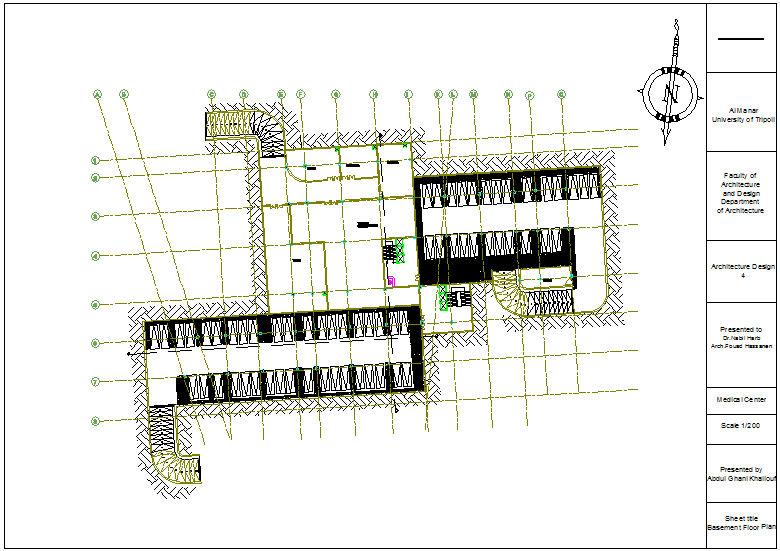 Basement floor plan of medical center dwg file