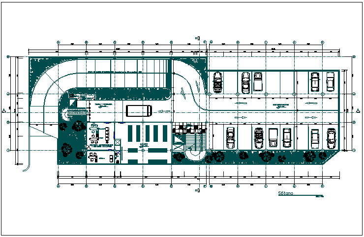 Basement plan of government building dwg file