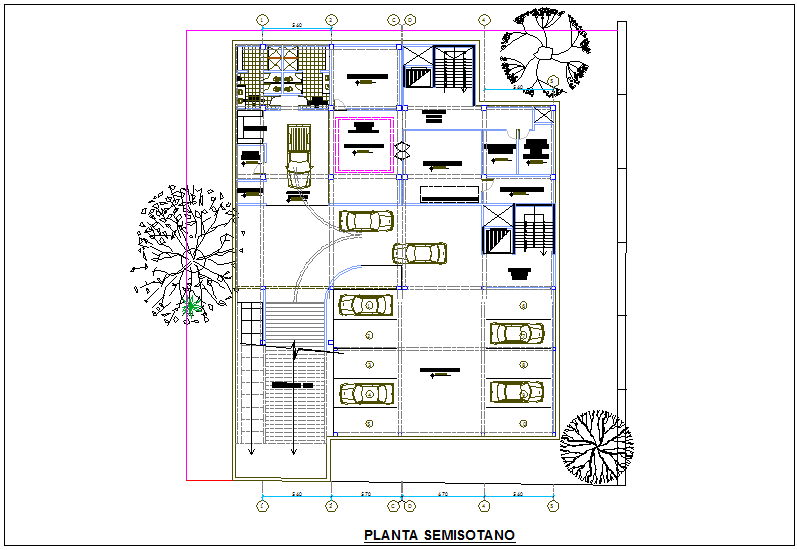 Basement plan with detail view for regional area view dwg file