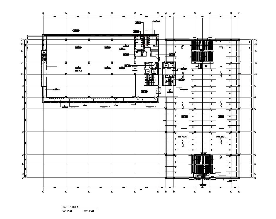 Basement Car Parking plan of the office building typical section details are given in this AutoCAD DWG drawing. Download the AutoCAD 2D DWG file.