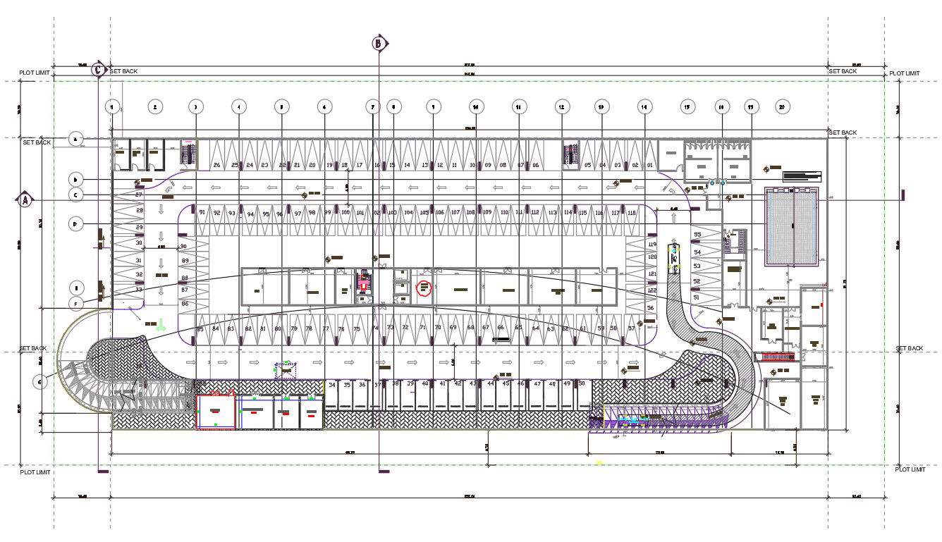 Basement Parking Lot Plan AutoCAD Drawing