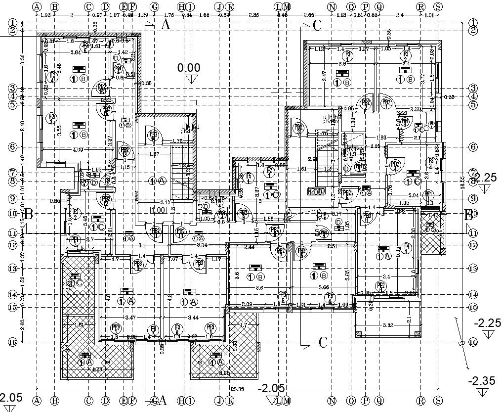 Basement floor Structural Framing plan in AutoCAD, dwg file.