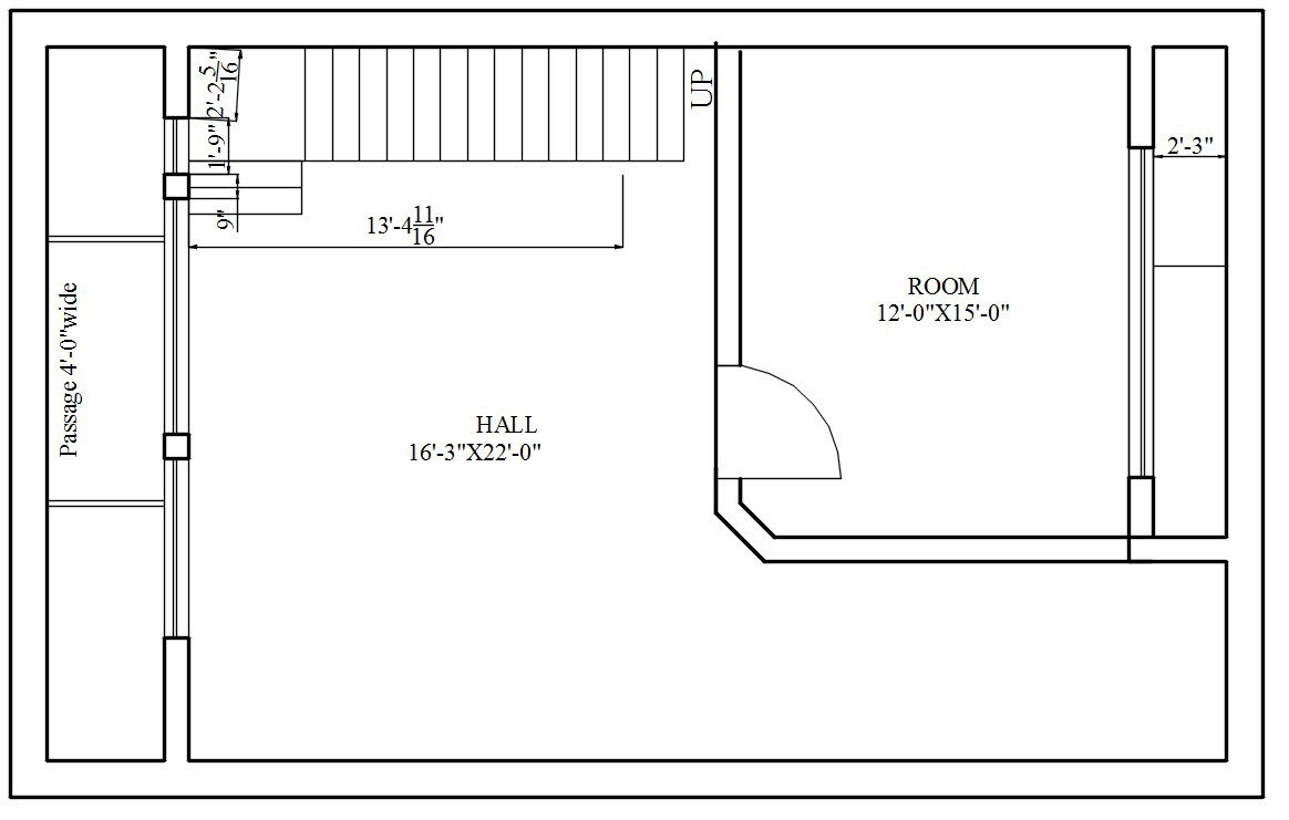 2D Basement Floor Plan with Room Dimensions in CAD File