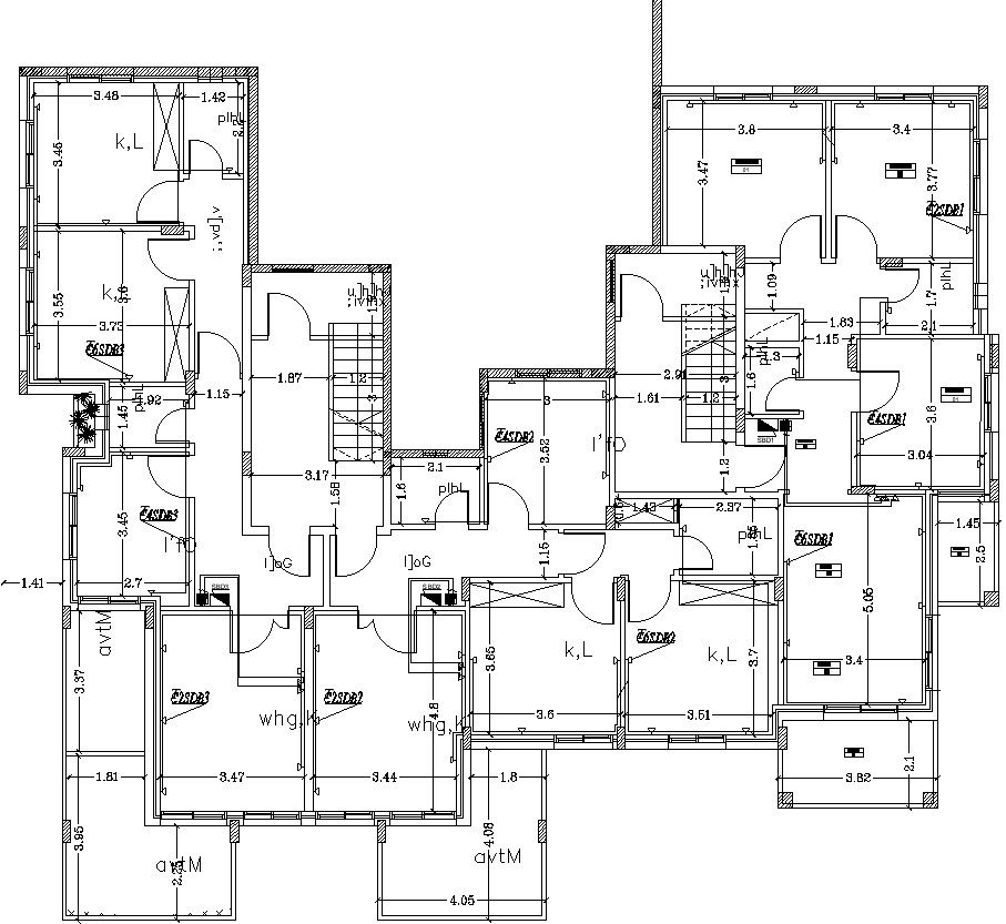 Basement floor plan of a bungalow in AutoCAD, dwg file.