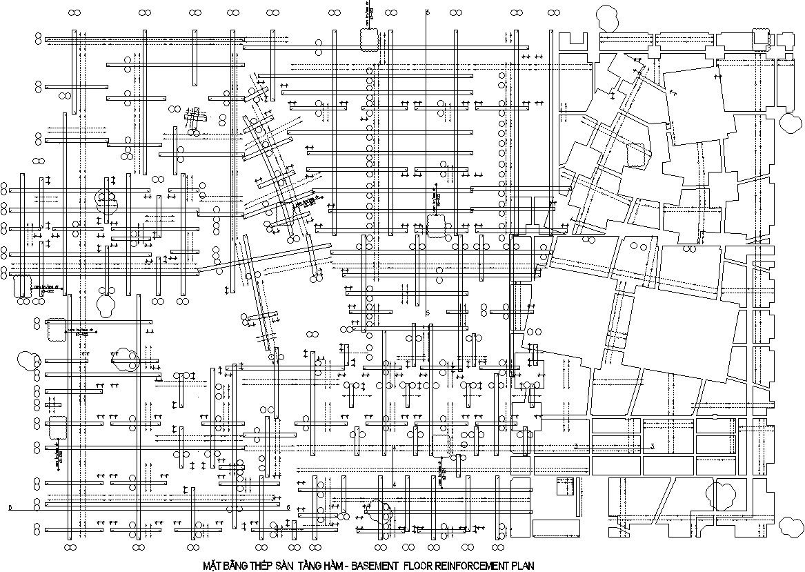 Basement floor reinforcement plan details AutoCAD file dwg drawing