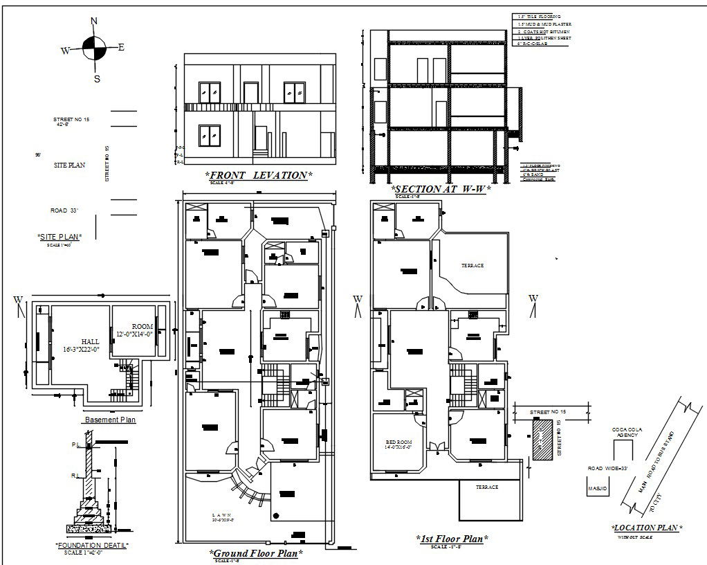 Basement Ground and First Floor Plan in AutoCAD DWG File