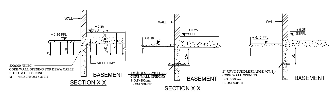 Basement wall detail cad drawing is given in this cad file. Download this 2d cad file now.