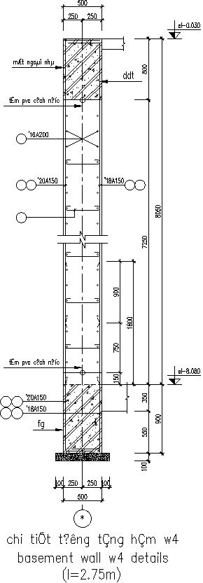 Basement wall w4 details (l : 2.75m)