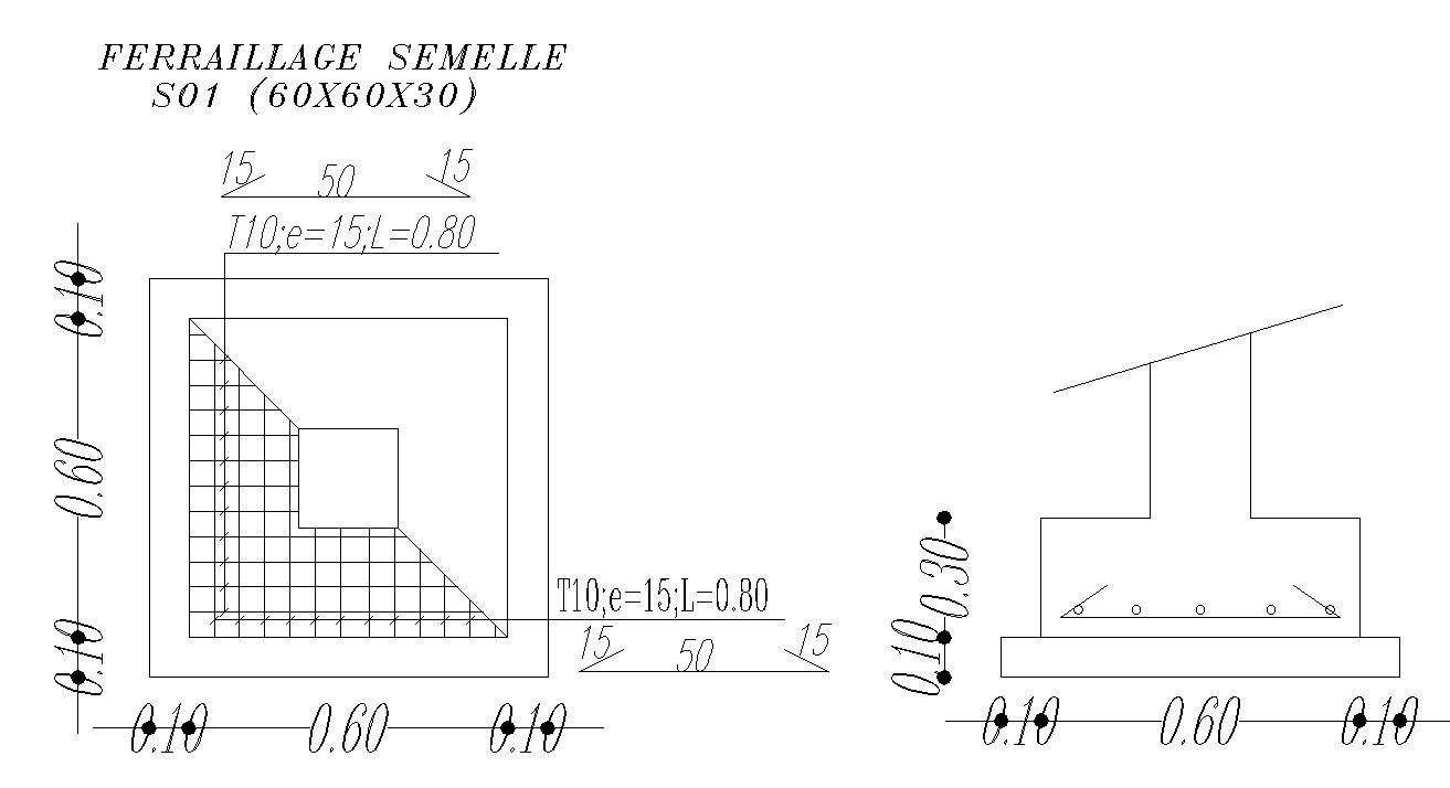 Base reinforcement details in AutoCAD 2D drawing, CAD file, dwg file
