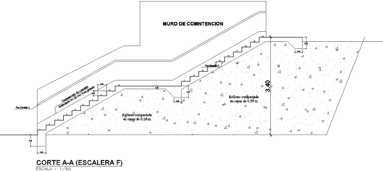 Base structure of staircase in detail AutoCAD drawing, dwg file, CAD file