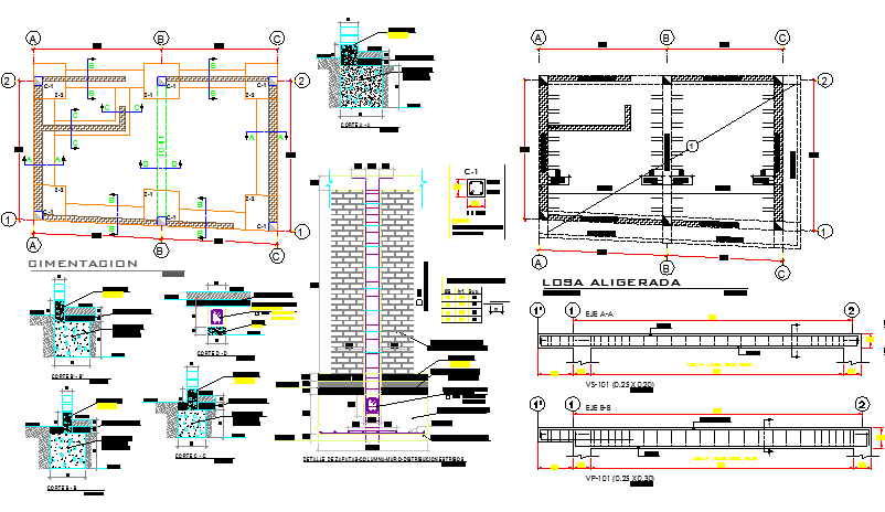 Basic module type roof construction details dwg file
