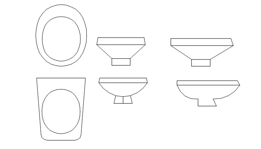 Basin design cad blocks in AutoCAD 2d, dwg file.
